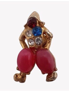 Vtg 1950s Jelly Belly Rhinestone Clown Dancer Harlequin Brooch Pin Estate Find